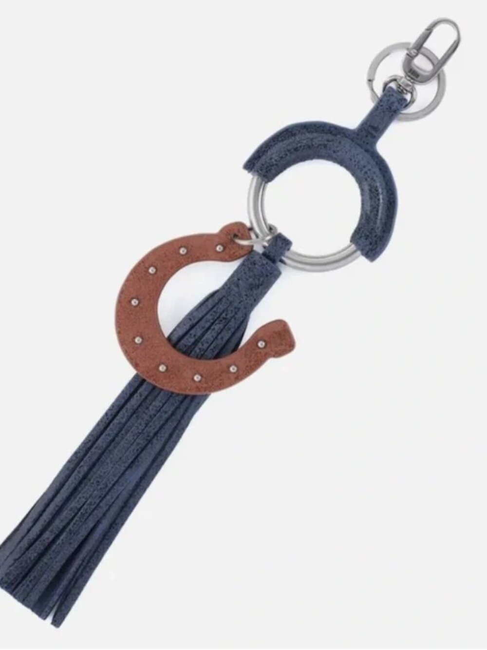 HOBO $58 Lucky Tassel FOB indigo Sky-Blue Horseshoe Keychain NWT!